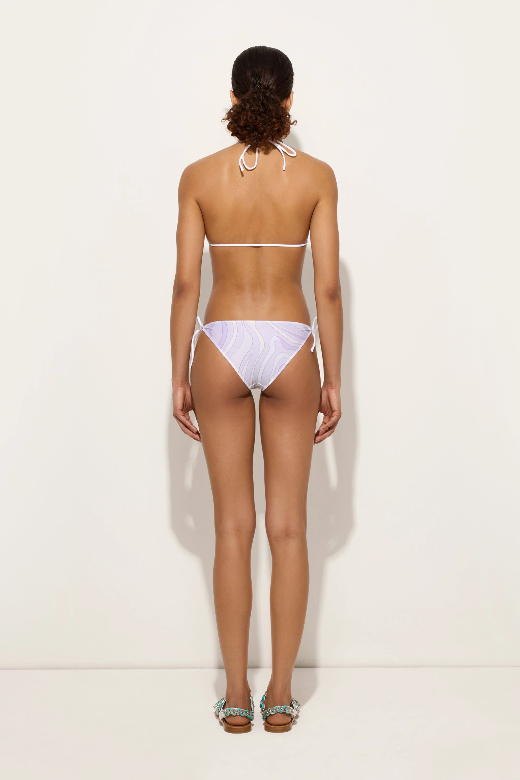 Slip Bikini con Laccetti in Stampa Marmo - Image 4